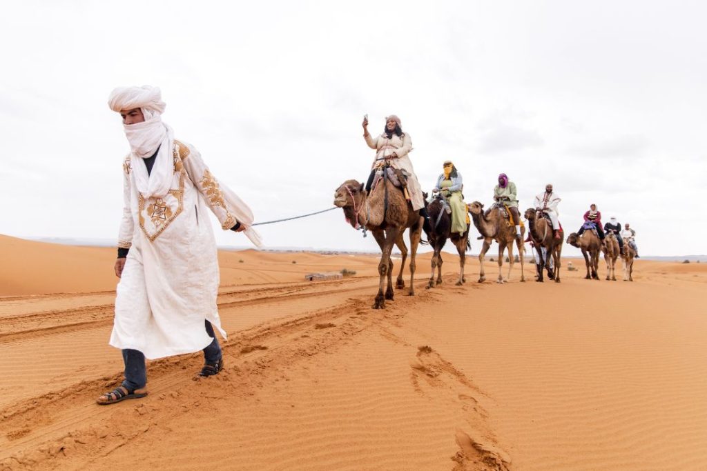 camel trekking of our Fes desert tours 3 days