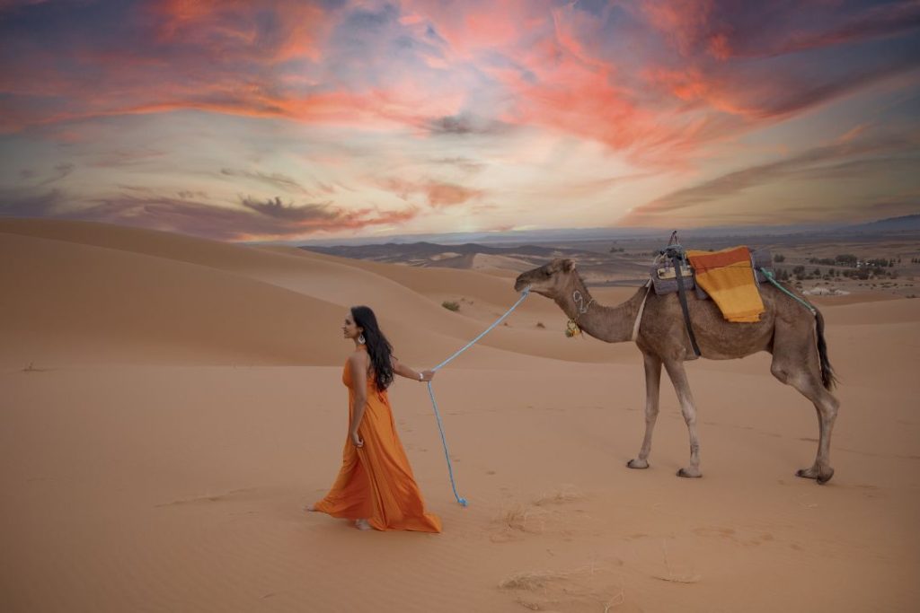 camel ride in Merzouga desert